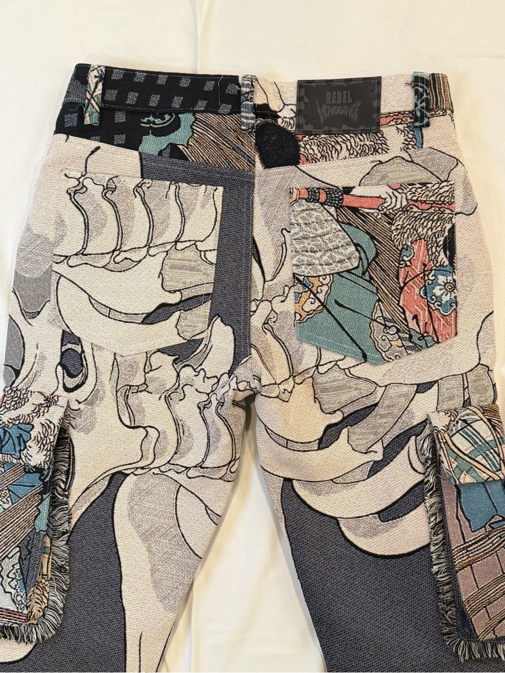 Ukiyo-e Samurai Tapestry Cargo Pants Sz 30 NWT Rebel Vengeance Y2K - Picture 11 of 16